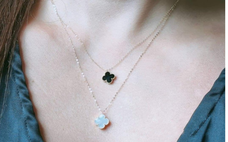 Embrace Elegance With A Colored Stone Clover Necklace